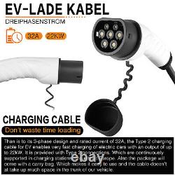 3Phase EV Charger Electric Car Charging Cable 32A Vehicles Charge Type2 to Type2