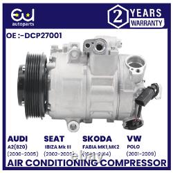 Air Con Ac Compressor Pump For Audi A2 Seat Ibiza Skoda Fabia Vw Polo Mk4 Bora