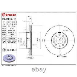 BREMBO 09.9145.11 2x Brake Discs Front Internally Vented Fits Audi Seat Skoda VW