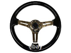 Black Chrome 350mm TS Steering Wheel + Quick Release boss B30