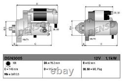 Denso Starter Motor Anticlockwise Rotation Fits Audi Seat Skoda VW DSN3005