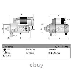 Denso Starter Motor Anticlockwise Rotation Fits Audi Seat Skoda VW DSN3005