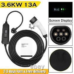EV Charging Cable Type 2 UK Plug 3 Pin 13A Electric Vehicle Car Charger Protable
