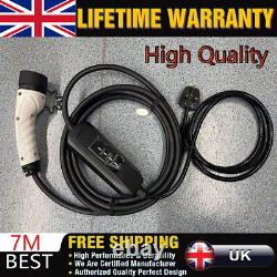 EV Charging Cable Type 2 UK Plug 3 Pin Electric Vehicle Car Charger Protable 7m