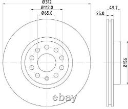 For Audi Seat Skoda VW Brake Discs Pair Front Vented 312 mm MDC1706C Mintex