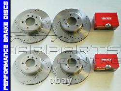Front And Rear Performance Drilled And Grooved Brake Discs Mintex Pads
