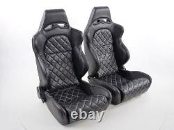 Pair Front Car Sports Seats Las Vegas faux leather black VW Audi Seat Skoda