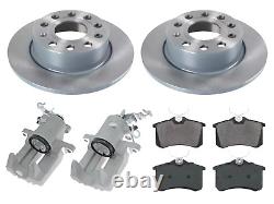 Rear Left Right Caliper Solid Brake Discs Pads Pad Set For Audi Seat Skoda Vw