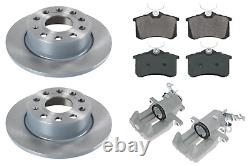 Rear Left Right Caliper Solid Brake Discs Pads Pad Set For Audi Seat Skoda Vw