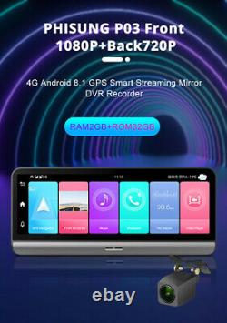 1080p Android 8.1 Dash Cam Voiture Dvr Caméra Gps Enregistreur De Navigation Adas Wifi 4g