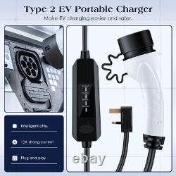 Câble De Recharge Ev Type 2 Uk Plug 3 Broches Chargeur De Voiture Électrique De Voiture Protable 13a