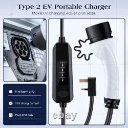 Câble De Recharge Ev Type 2 Uk Plug 3 Broches Chargeur De Voiture Électrique De Voiture Protable 7m