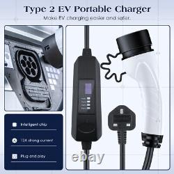 Câble De Recharge Ev Type 2 Uk Plug 3 Pin 13a Chargeur De Voiture Électrique Protable