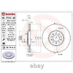 Disques de frein avant ventilés internement BREMBO 09.7010.21 2x Adaptés Audi Seat Skoda VW