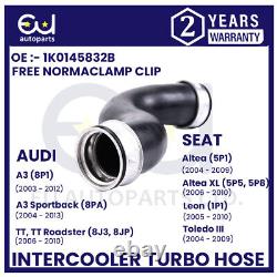 Pour Audi A3 Tt Skoda Superb Seat 1.9 Tdi Tuyau de refroidisseur intermédiaire à turbocompresseur 1k0145832b